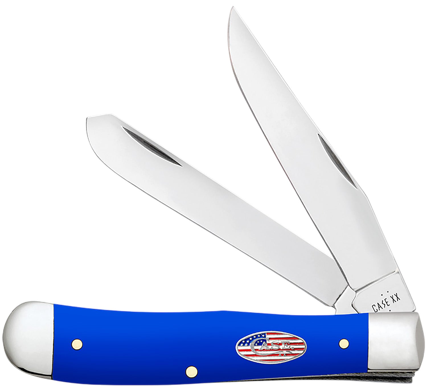 Case 16400 USMC Folding Pocket Knife, Plain Clip Point and Spey SS Blades, Royal Blue Synthetic Handle