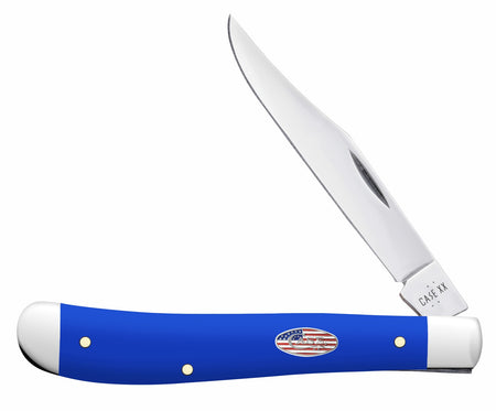Case 16403 Trapper Slimline 3.25" Folding Clip Point Carbon Steel Blade Knife, Smooth Royal Blue Synthetic Handle