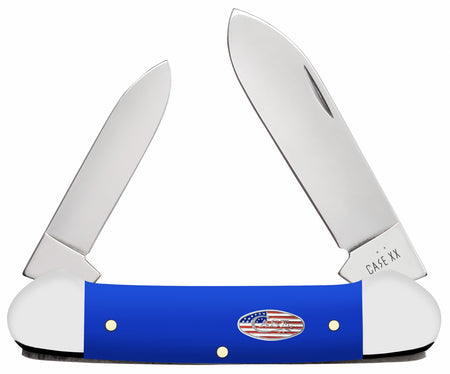 Case 16404 Canoe Folding Pocket Knife, Plain SS Pen and Spear Blades, Royal Blue Synthetic Handle