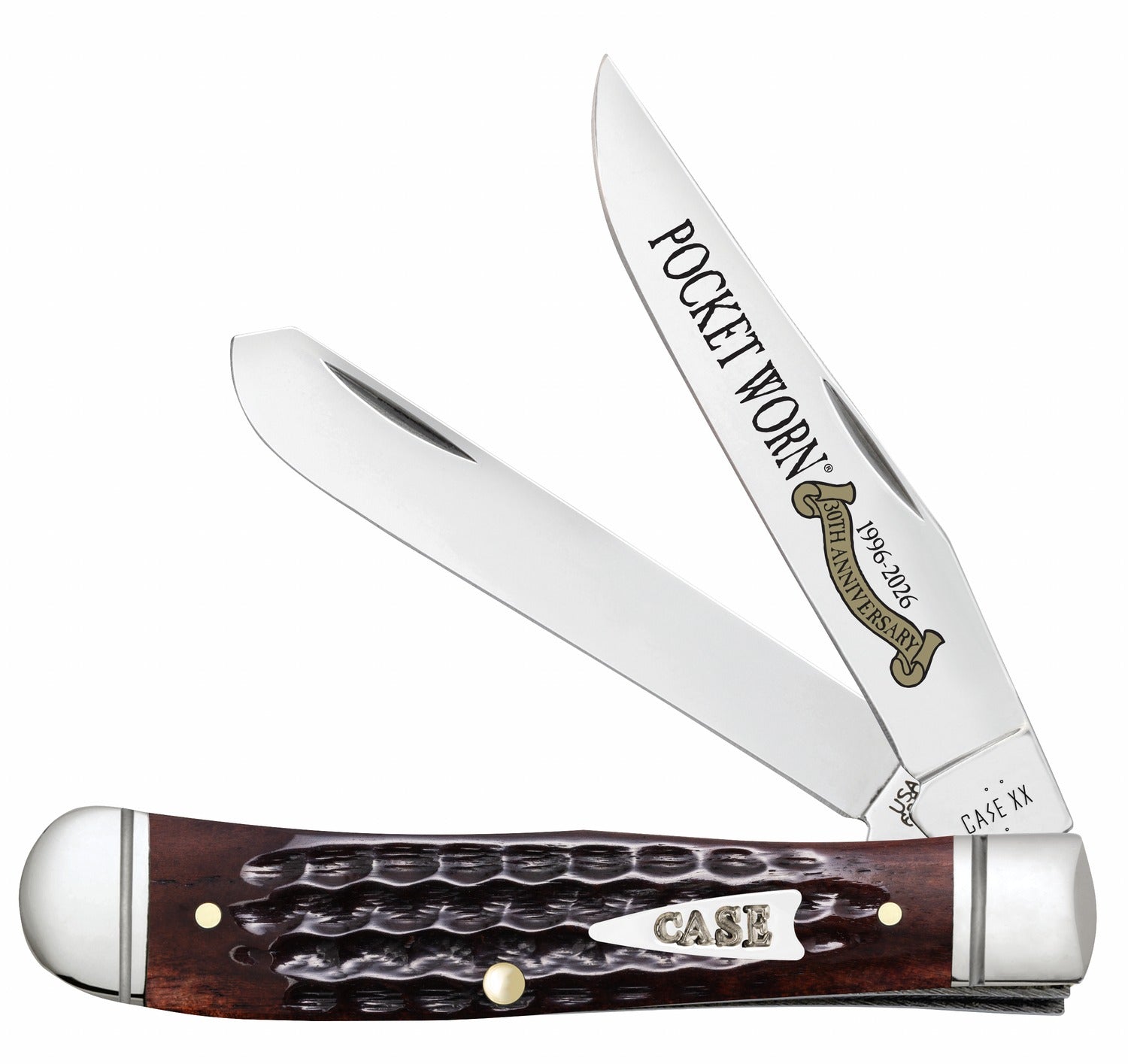 Case 55231 Mini Trapper Pocket Worn Folding Pocket Knife, Jigged Mahogany Bone Handle