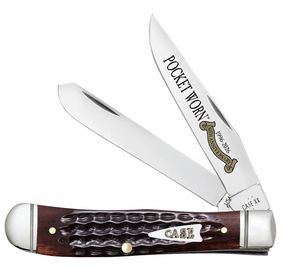 Case 55231 Mini Trapper Pocket Worn Folding Pocket Knife, Jigged Mahogany Bone Handle