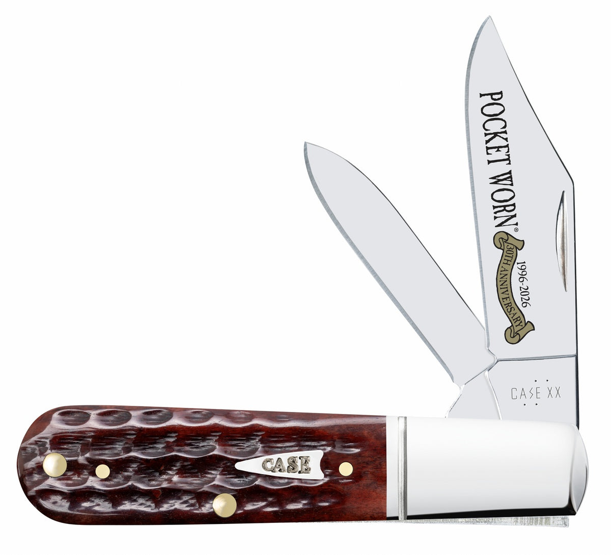 Case 55233 Pocket Worn Barlow Folding Pocket Knife with Jigged Mahogany Bone Handle