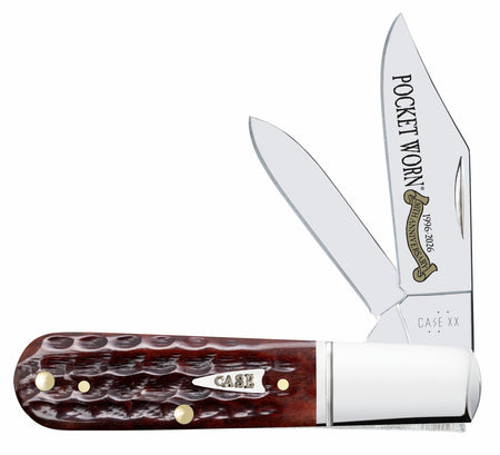 Case 55233 Pocket Worn Barlow Folding Pocket Knife with Jigged Mahogany Bone Handle