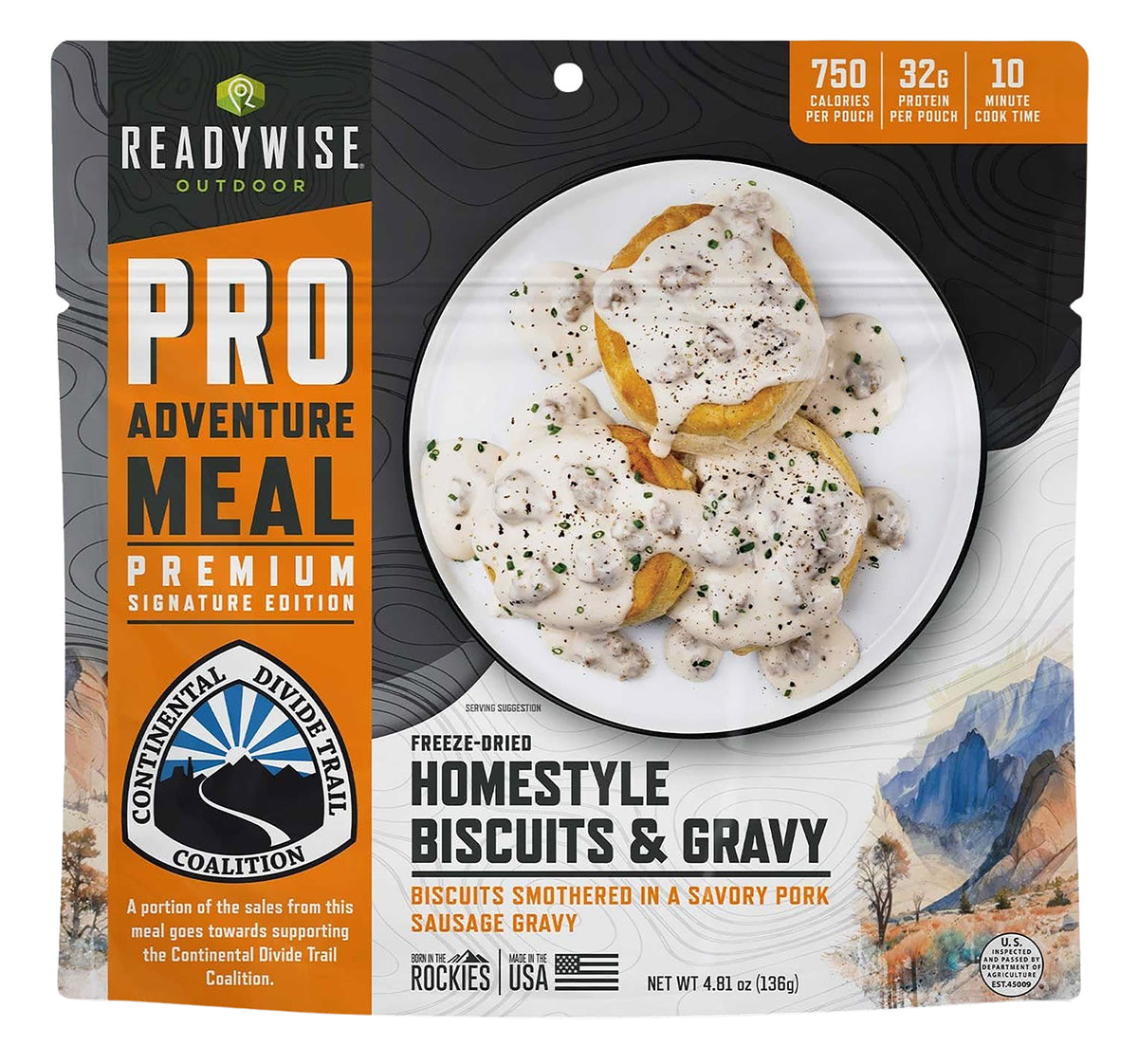 Wise Foods Pro Meal Biscuits and Gravy RW05403 6-Count Case 2 Servings Each