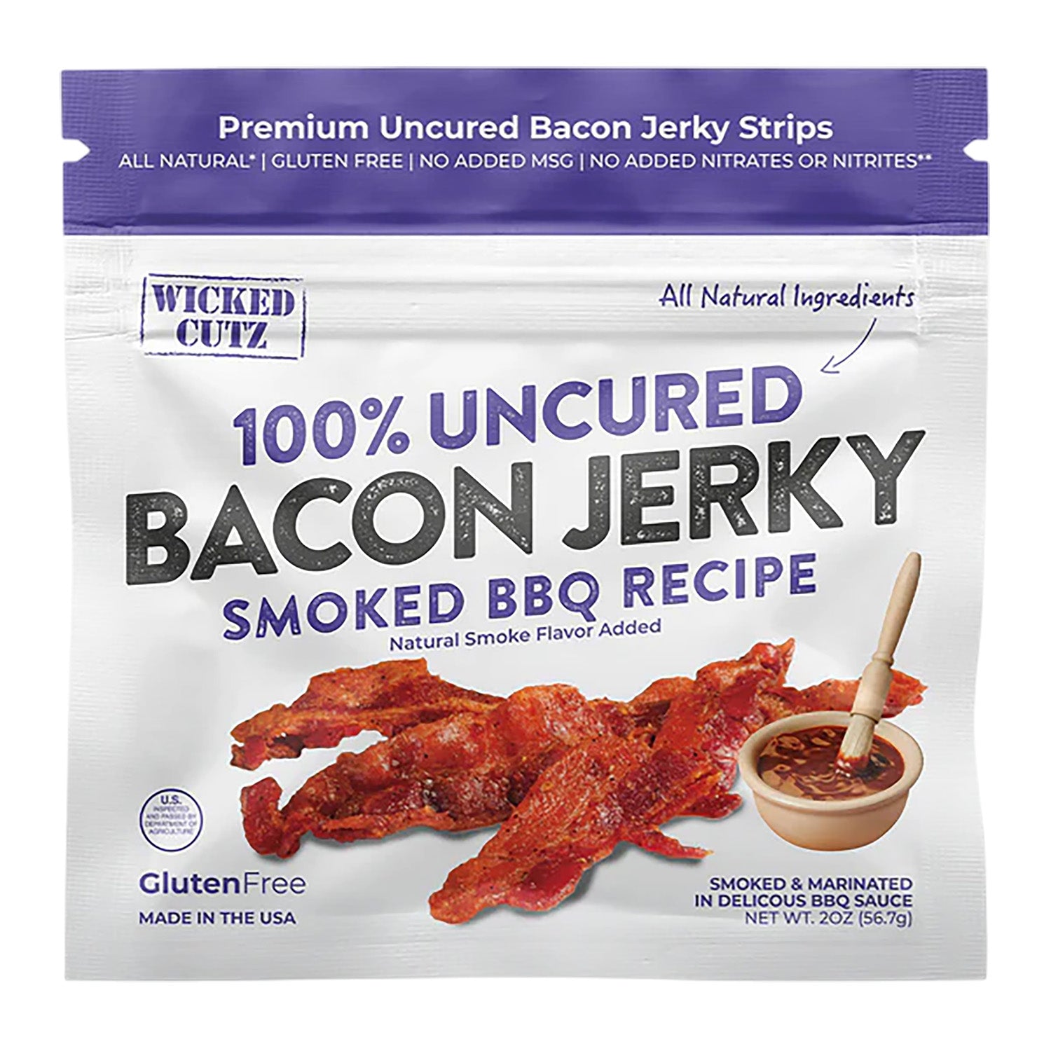 Wicked Cutz WCPJ02BQ BBQ Smoked Bacon Snacks 10 Pack