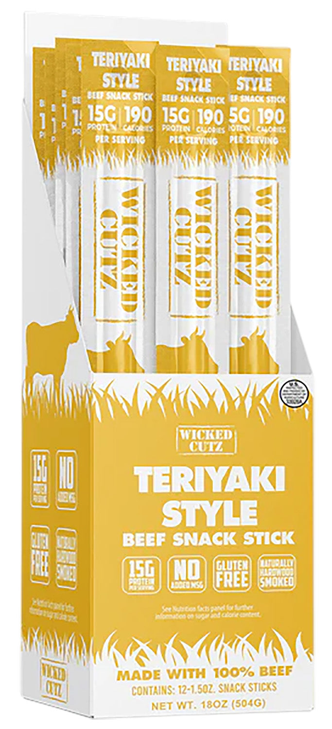 Wicked Cutz WCBS12TY Beef Sticks Teriyaki Flavor 12 Pack