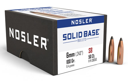 Nosler Solid Base .243" 100gr 6mm Soft Point Bullets 50ct