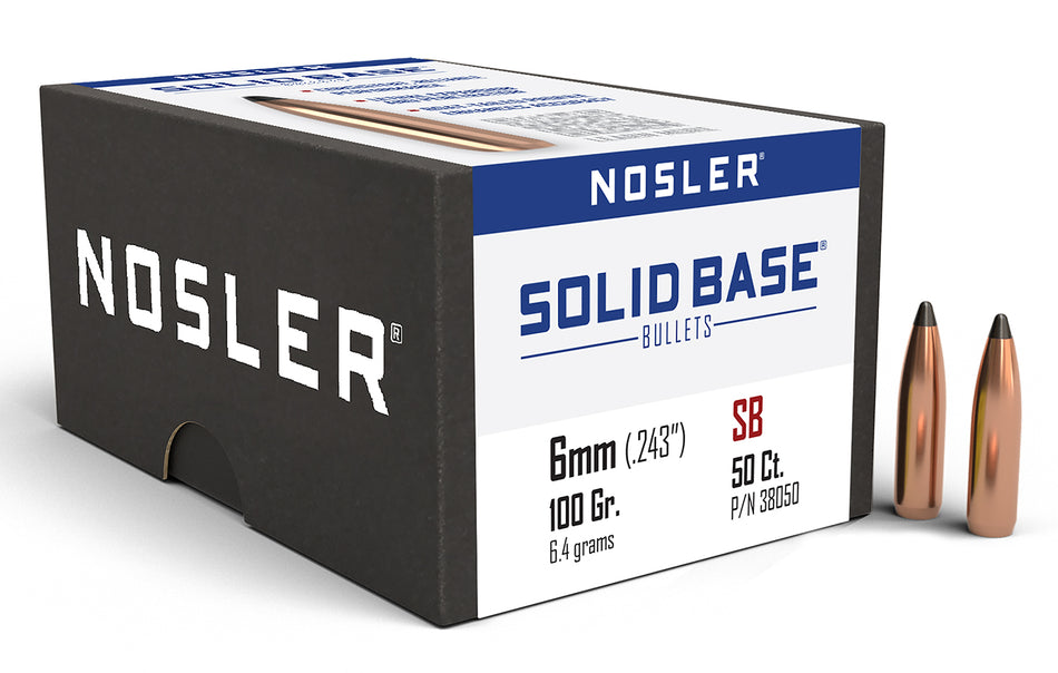 Nosler Solid Base .243" 100gr 6mm Soft Point Bullets 50ct
