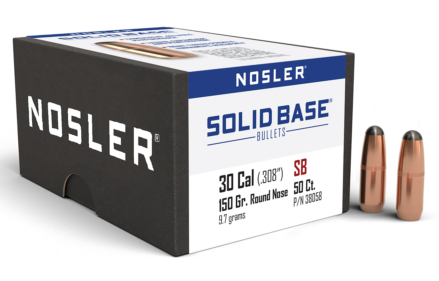 Nosler 150gr .284 Cal Solid Base RN Reloading Bullets 50ct