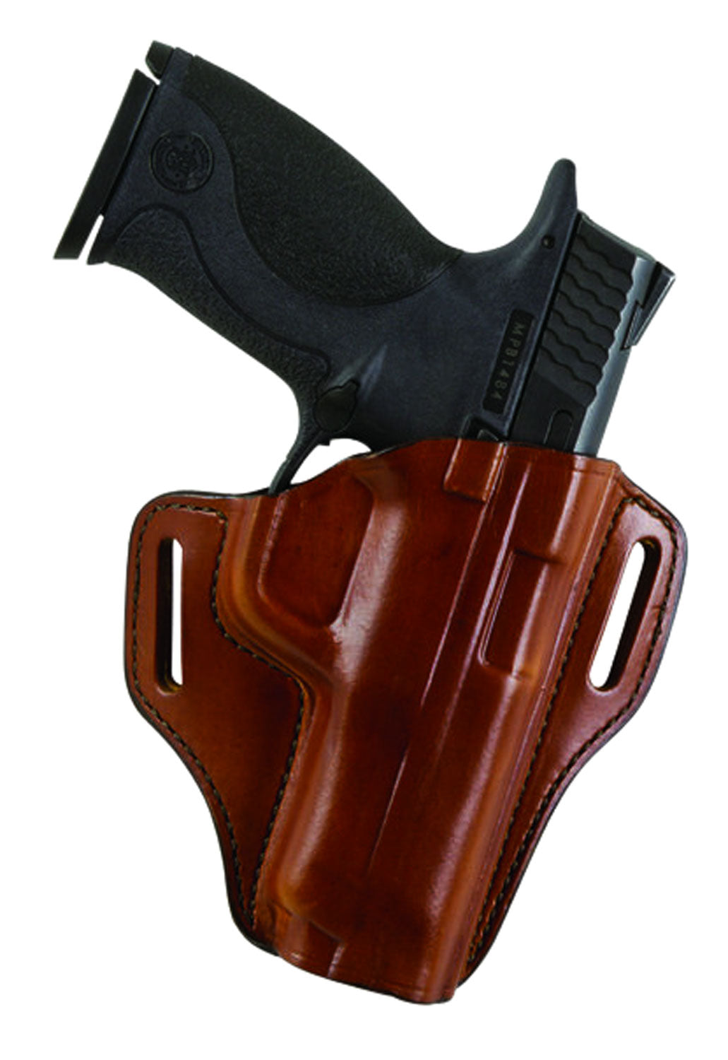 Bianchi 57 Remedy OWB Size 12 Tan Leather Belt Slide Holster Compatible w/ Colt 1911 Commander Right Hand