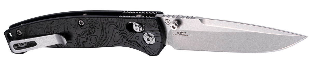 Hogue Mysto Able Lock Folding Knife 3.4" Clip Point Black Diamond Metal Handle