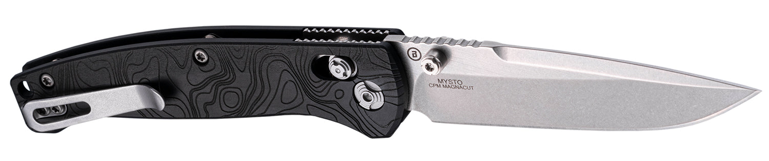 Hogue Mysto Able Lock Folding Knife 3.4" Clip Point Black Diamond Metal Handle