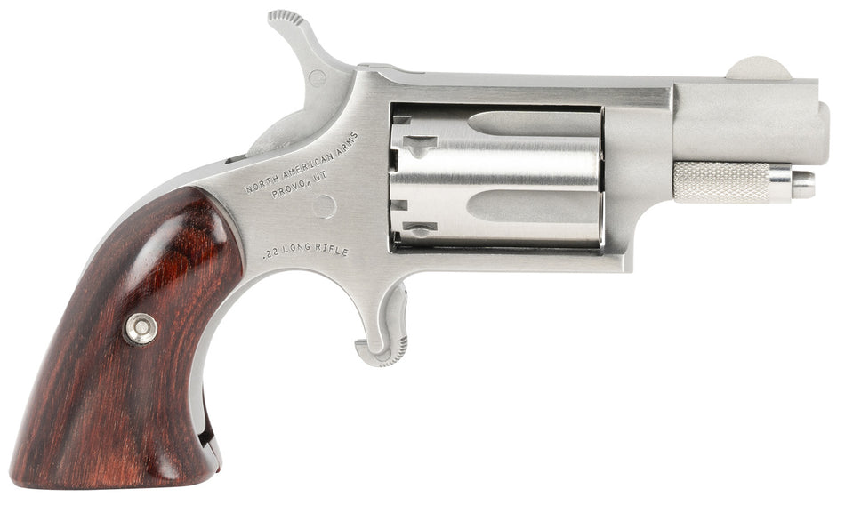 North American Arms Mini-Revolver .22 LR 5-Shot, 1.13" Stainless Barrel, Wood Boot Grip