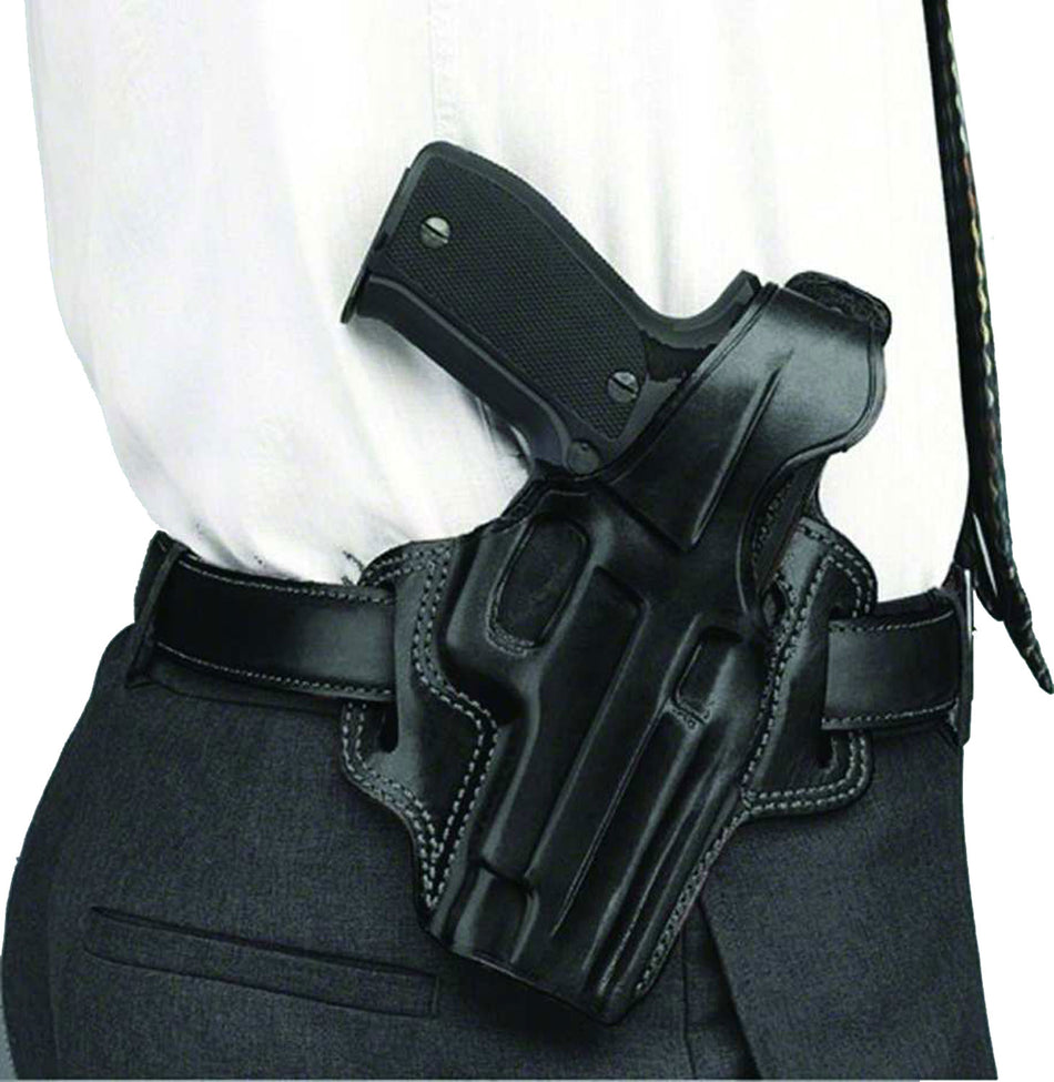 Galco FL104B Fletch OWB Belt Slide Black Leather Fits Ruger GP100 and S&W L Frame RH