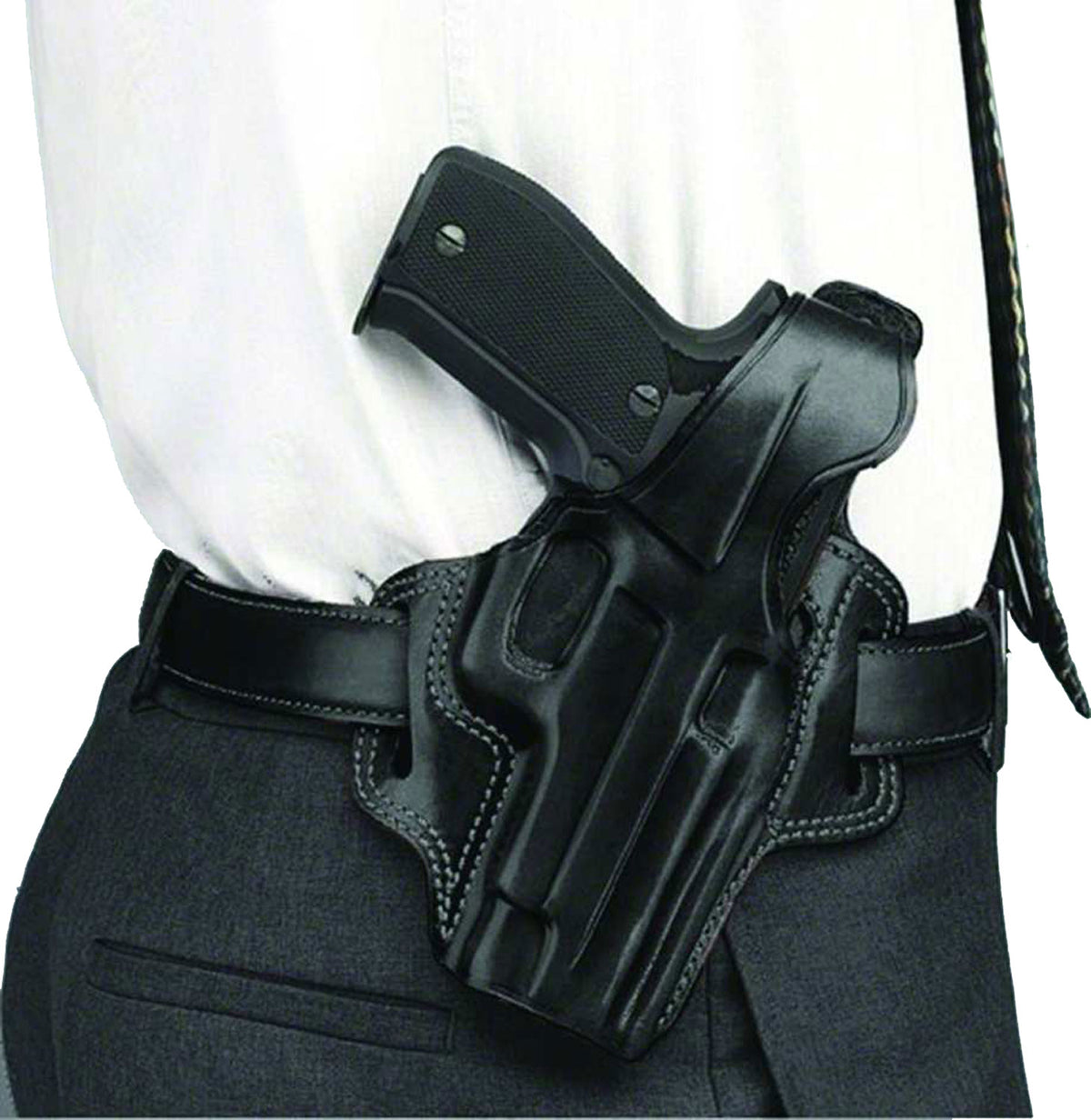 Galco FL226B Fletch OWB Belt Slide Black Leather Compatible w/ Glock 19 Gen1-5/23/32/45 RH