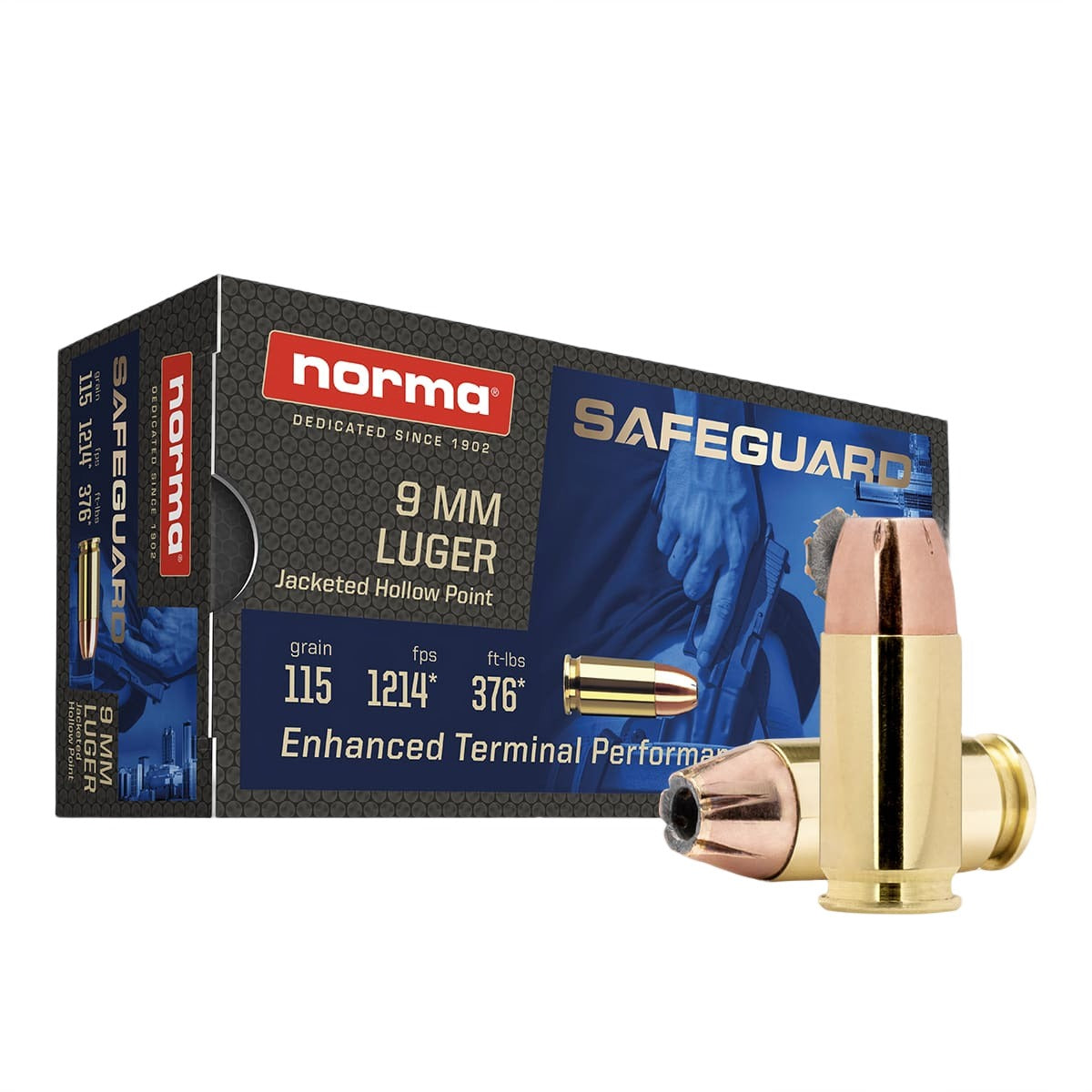 Norma Safeguard 9mm Luger   Parabellum 115 Gr JHP