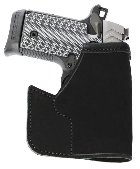 Galco PRO664B Pocket Protector Black Leather Pocket Holster for Sig P938 Kimber Micro 9 Ambidextrous