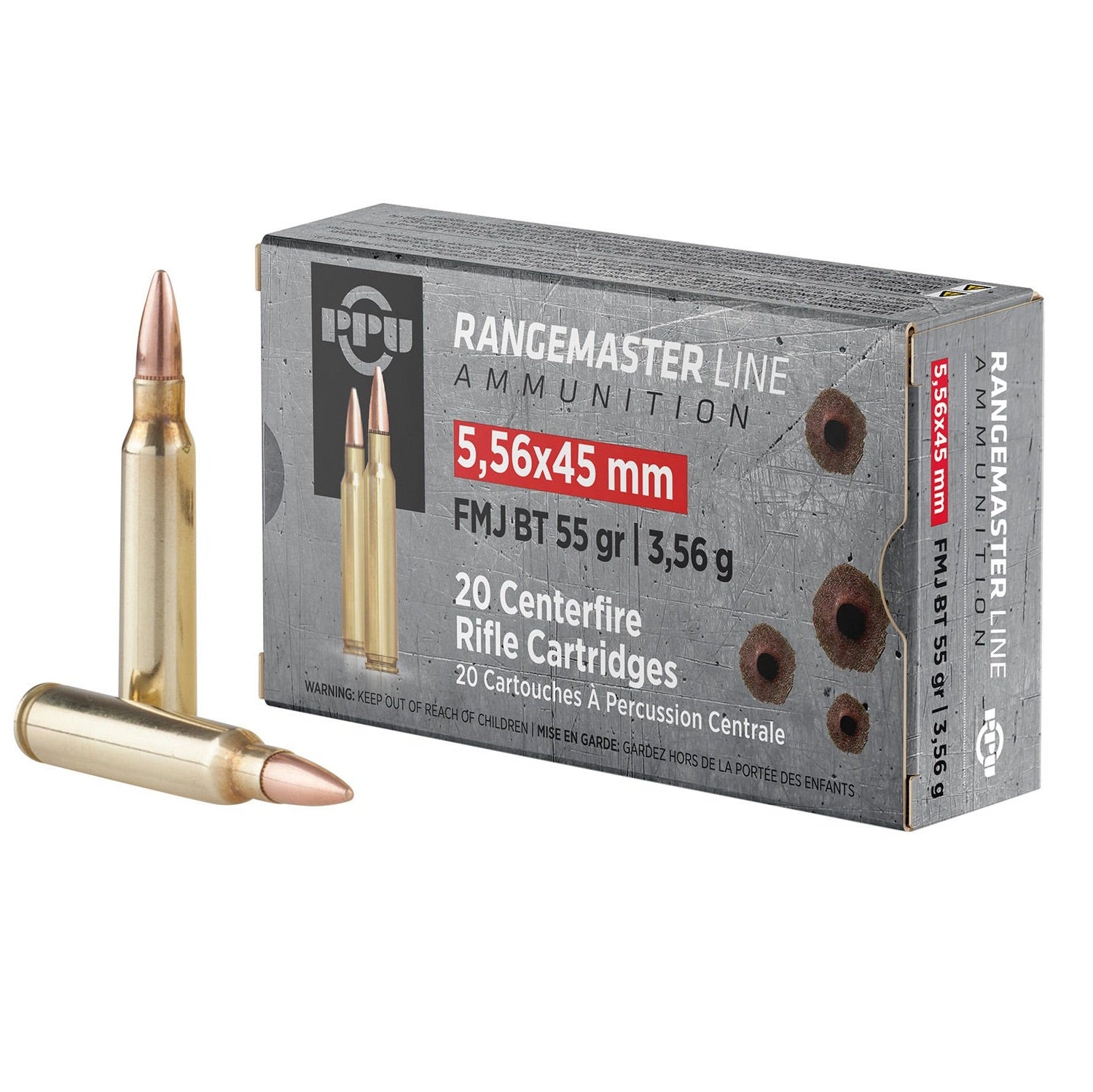 Prvi Partizan 5.56x45mm NATO PPRM5561 Rangemaster Full Metal Jacket Boat Tail FMJBT 55 Grain