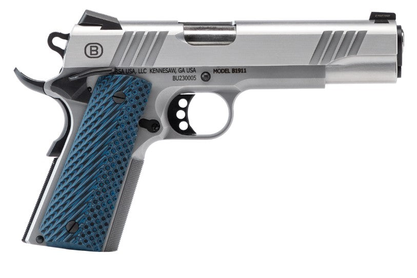 Bersa B1911 Full Size .45 ACP 8+1 5" Stainless Barrel Matte Frame Blue VZ Grip