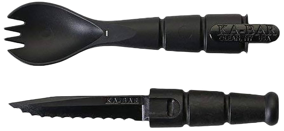 Ka-Bar 9909 Fork Spoon Combo with 2.50" Serrated Knife Black Creamid