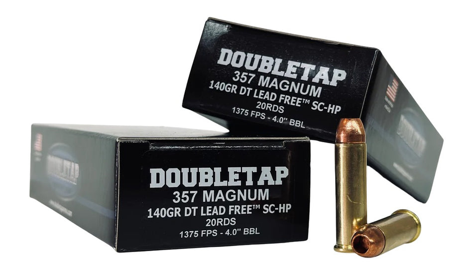 DoubleTap .357 Magnum Handgun Ammo DT LEAD FREE Solid Copper Hollow Point CSHP 140 grain 