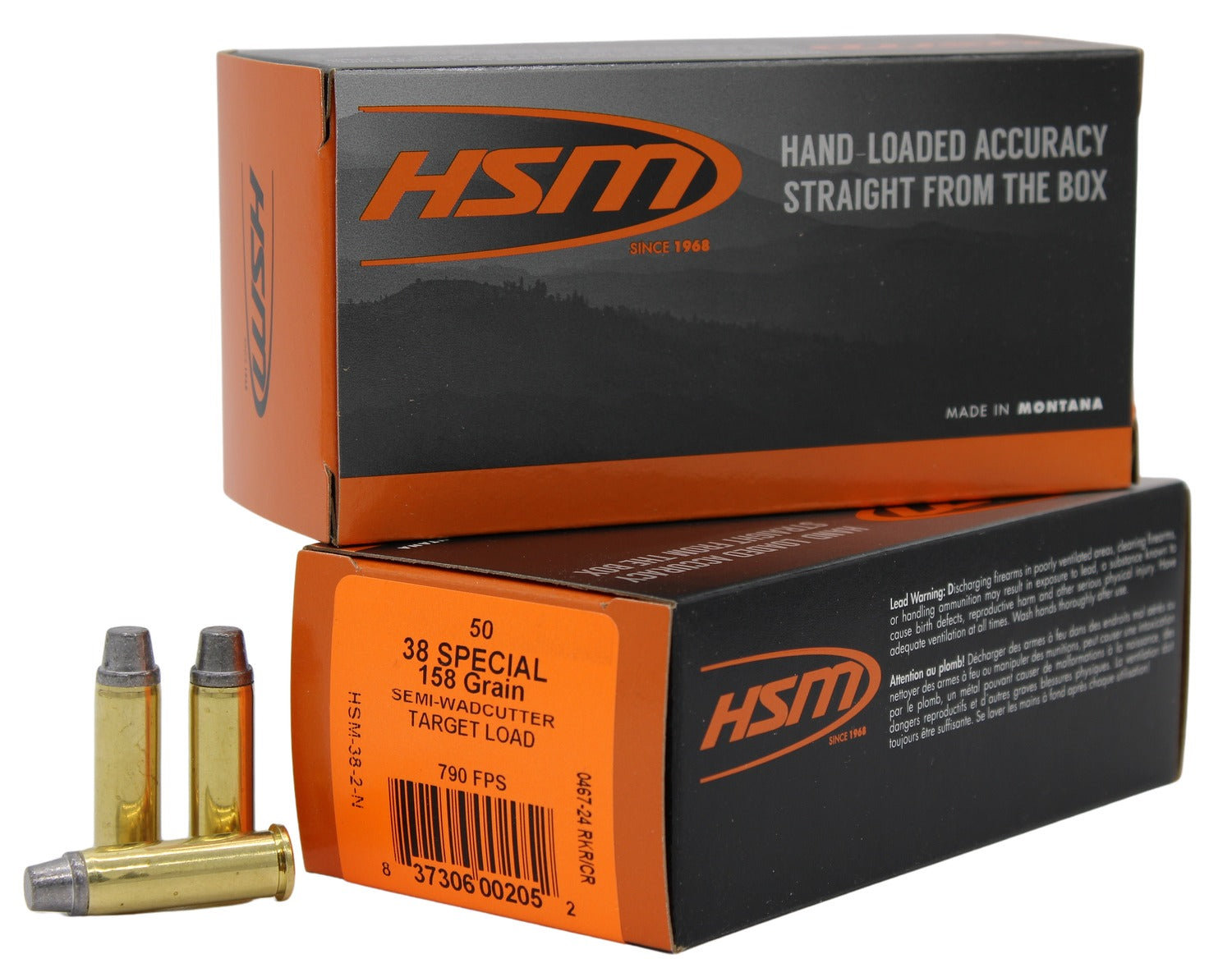 HSM .38 Special Handgun Ammo  Semi-Wadcutter Wadcutter 158 grain 