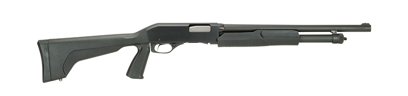 Stevens 19485 320 Security Full Size 12 Gauge Pump Shotgun, 3", 5+1, 18.5" Barrel, Fixed Pistol Grip Black Synthetic Stock