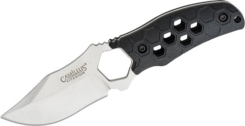 Camillus Comb 3.5" Stainless Fixed Blade Knife with Black Honeycomb Handle
