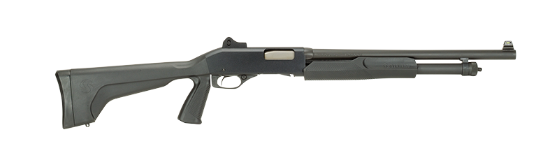 Stevens 19495 320 Security Full Size 12 Gauge Pump Shotgun, 3", 5+1, 18.5" Barrel, Pistol Grip Matte Black Stock