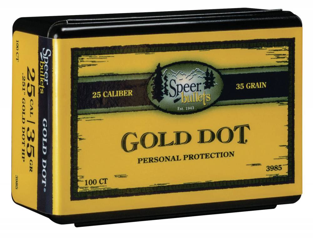 Speer Gold Dot .25 Caliber .251 35 GR Hollow Point Component Bullets 100-Box