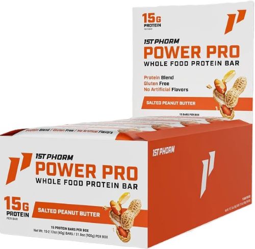 1ST PHORM WHOLE FOOD POWER PRO BAR SALTED PEANUT BUTTER 15BRS