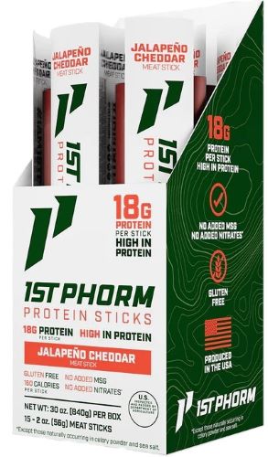 1ST PHORM PROTEIN BEEF STICKS JALEPENO CHEDDAR 15 STICKS