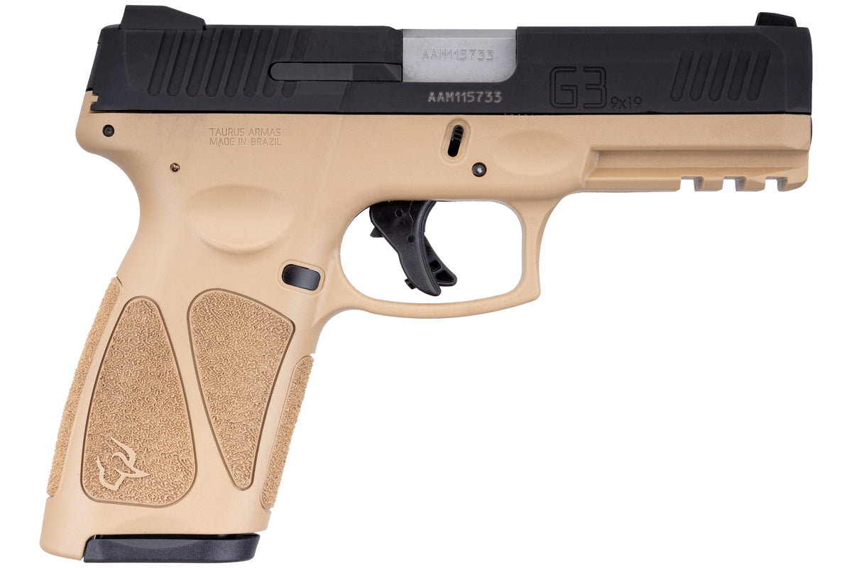Taurus G3 9mm Luger 15+1 4" - Matte Black Tenifer Cerakote Slide, Tan Polymer Frame w/Picatinny Rail (1G3B941T15)