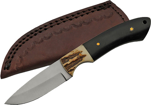 Rite Edge 7" Hunting Knife Stag Horn Handle with Leather Sheath