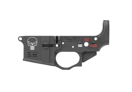 Spikes Tactical Punisher Stripped Lower Receiver, Multi-Caliber AR-15, Black Anodized Color Fill