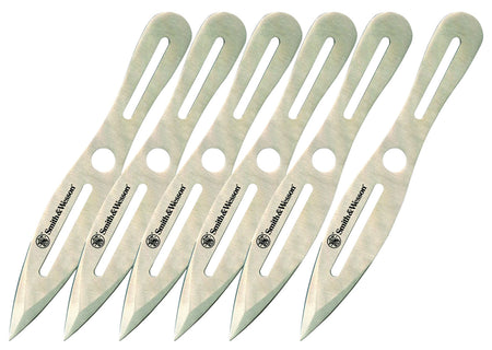 S&W Knives SWTK8CP Bullseye 8" Throwing Knives 6 Pack Fixed Dual Edge Spear Point 2Cr13MoV SS Blade with Belt Sheath