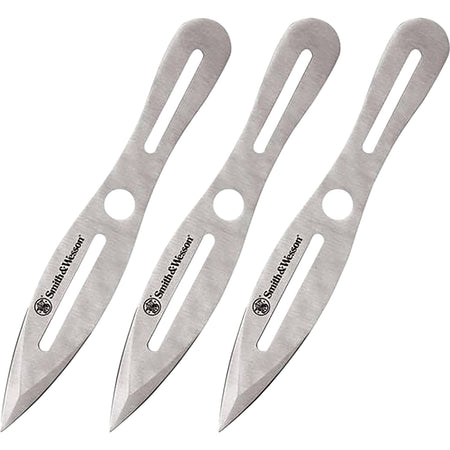 S&W Knives SWTK10CP Bullseye 10" Throwing Knives Set of 3 Fixed Dual Edge Spear Point 2Cr13MoV SS Blade with Belt Sheath