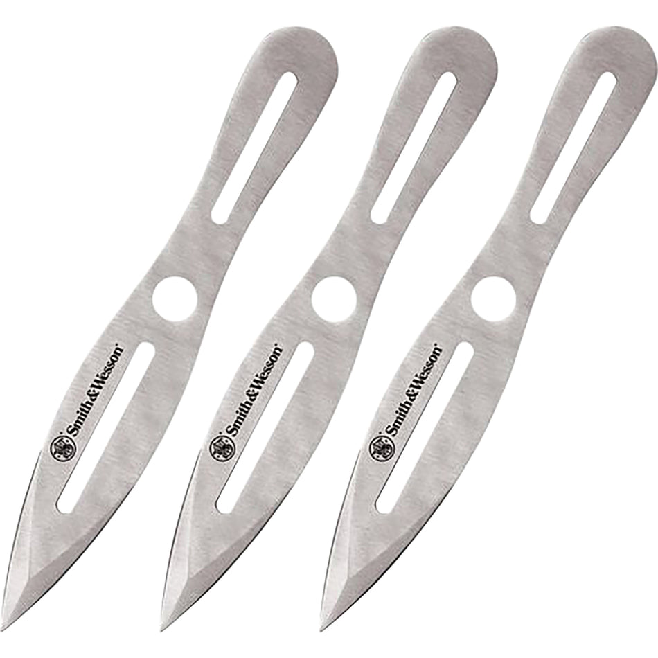 S&W Knives SWTK10CP Bullseye 10" Throwing Knives Set of 3 Fixed Dual Edge Spear Point 2Cr13MoV SS Blade with Belt Sheath