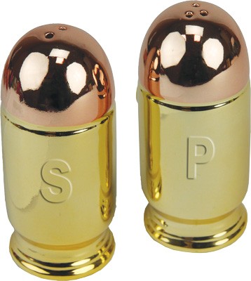Rivers Edge Ceramic Salt and Pepper Shakers Pistol Cartridge Shape