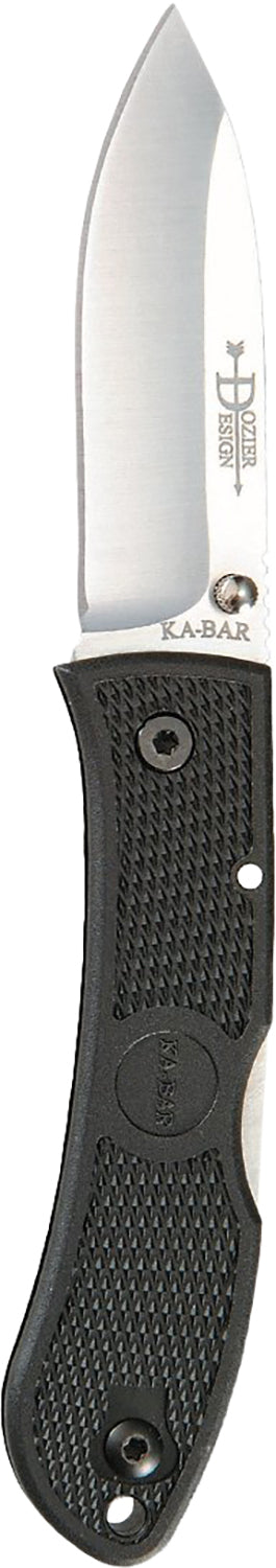 Ka-Bar 4062 Dozier Hunter Folding Knife 3" Plain AUS-8A SS Blade, Black Zytel Handle & Pocket Clip