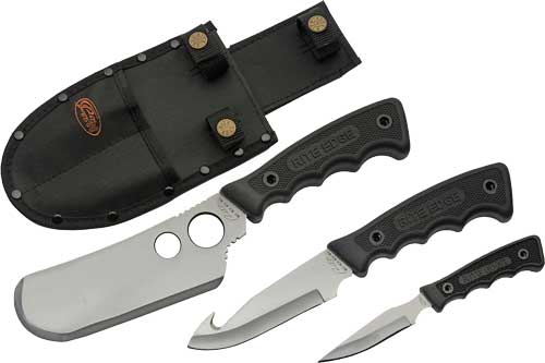 Rite Edge 3PC Skinner Set Black Rubber Handles and Sheath