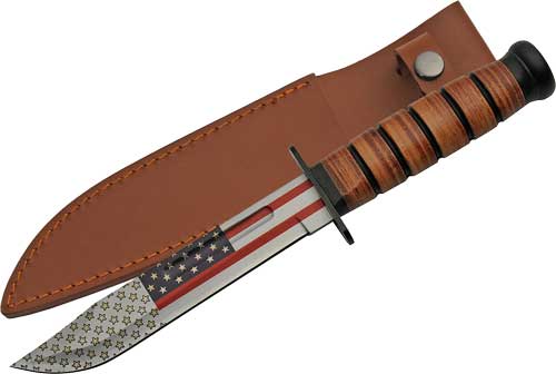 Rite Edge 7" Flag Combat Fighter Fixed Blade 12" Overall with Sheath