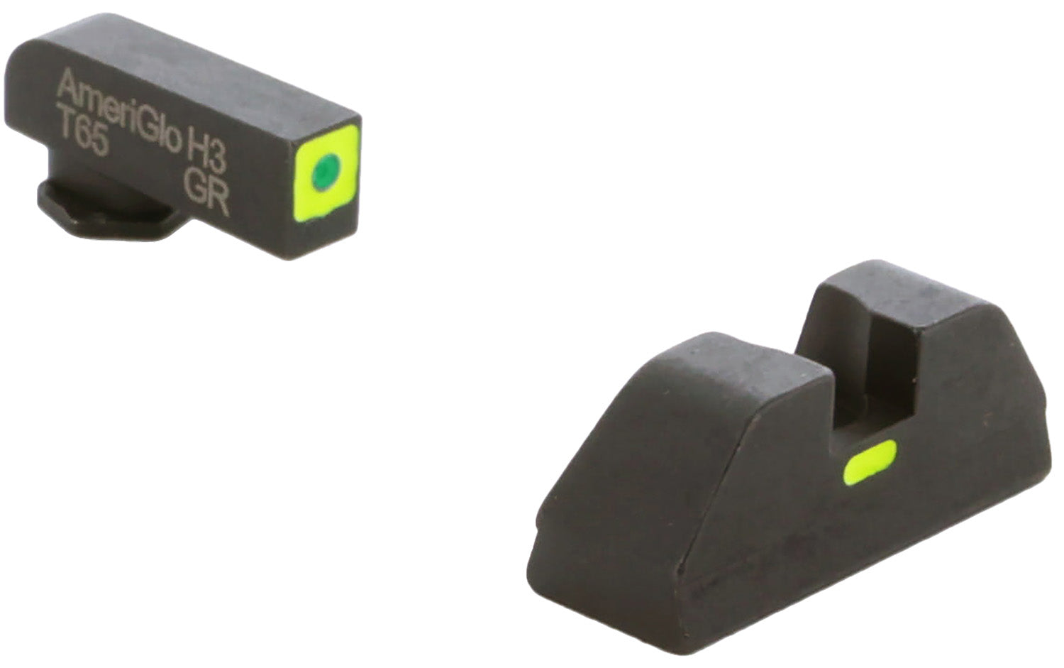 AmeriGlo GL605 Glock 42/43/43X/48 CAP Sight Set – LumiGreen Outline Front & LumiGreen Bar Rear