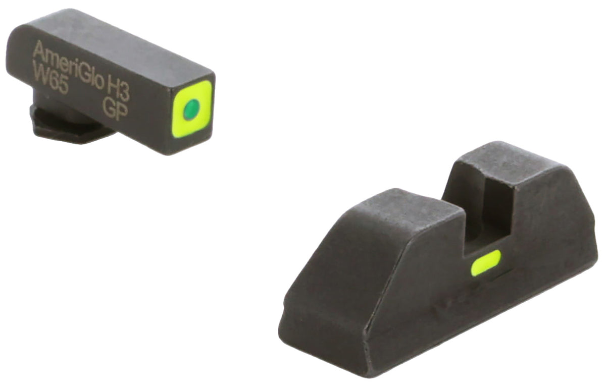 AmeriGlo GL614 Glock CAP Sight Set – Green Tritium LumiGreen Outline Front & LumiGreen Bar Rear Night Sights