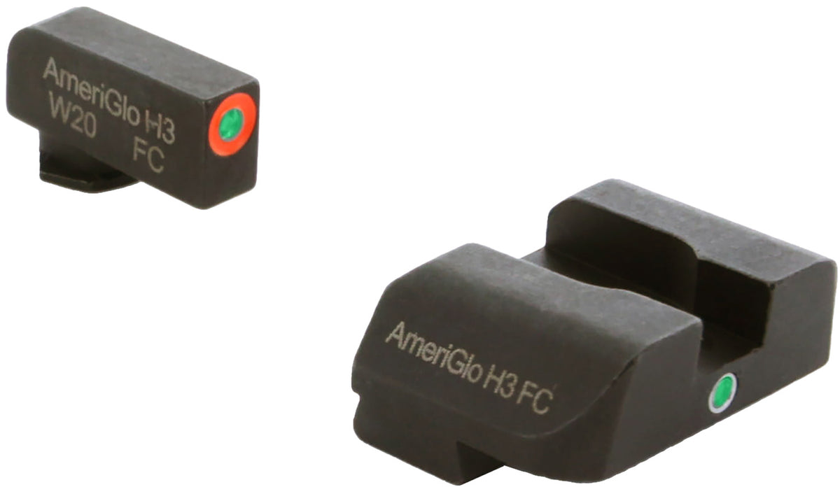 AmeriGlo GL201 Glock i-Dot Night Sight Set – Orange Outline Green Tritium Front & Green Tritium Rear