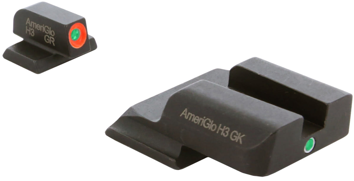 AmeriGlo SW245 S&W M&P Shield i-Dot Night Sight Set – Orange Outline Front & Green Tritium Rear