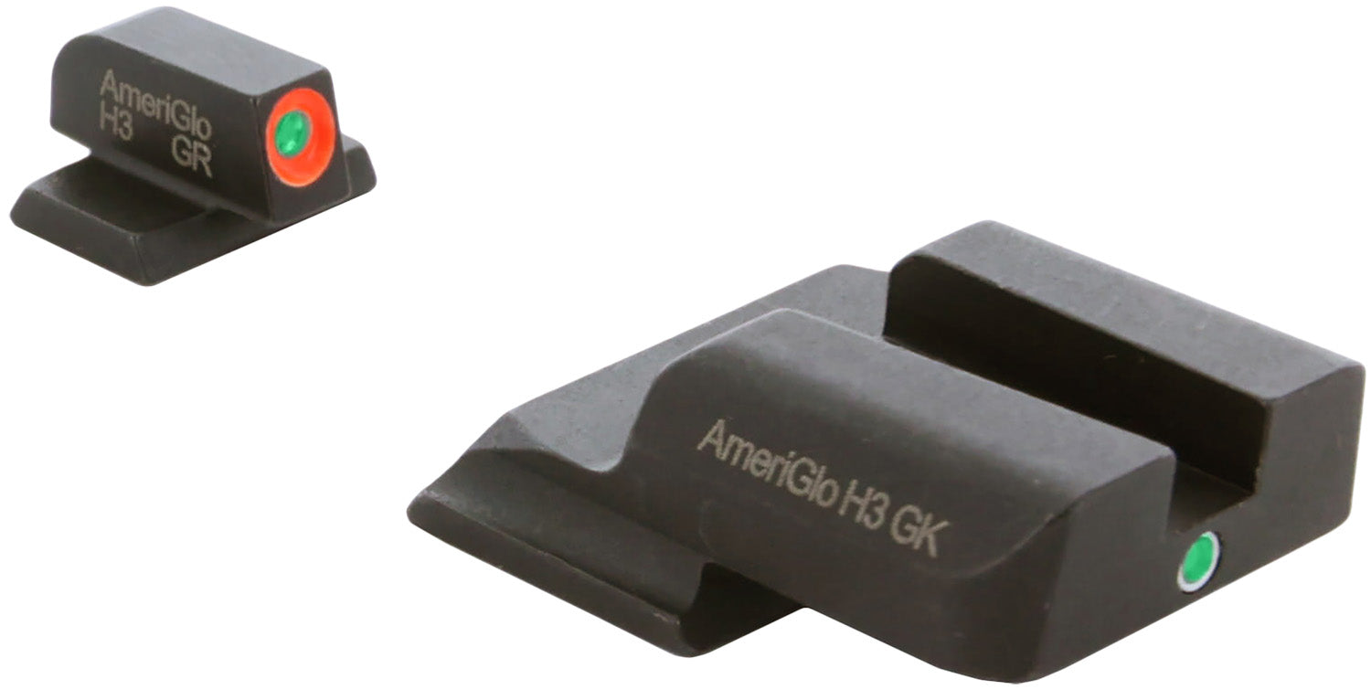 AmeriGlo SW245 S&W M&P Shield i-Dot Night Sight Set – Orange Outline Front & Green Tritium Rear