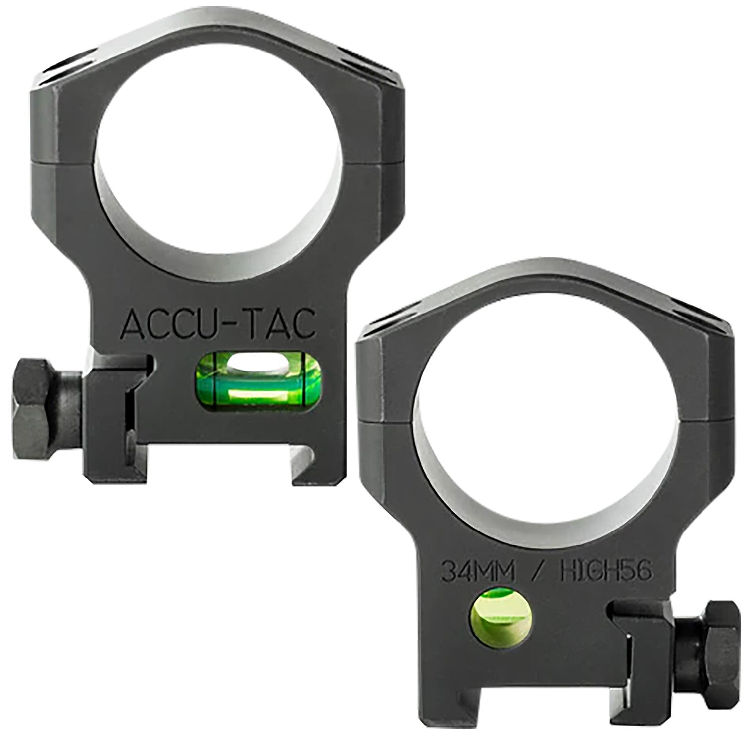 Accu-Tac HSR340 Scope Rings 34mm Flat Black with Built-In Bubble Level