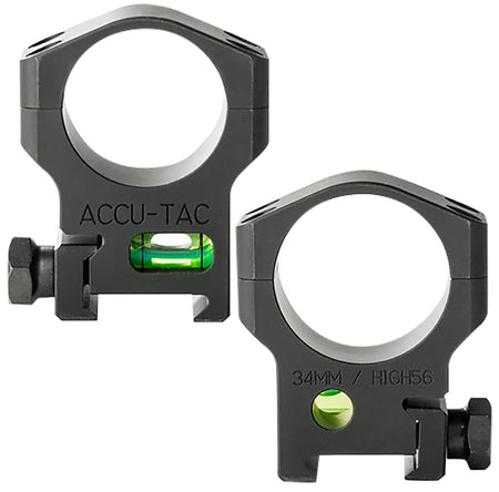 Accu-Tac HSR340 Scope Rings 34mm Flat Black with Built-In Bubble Level