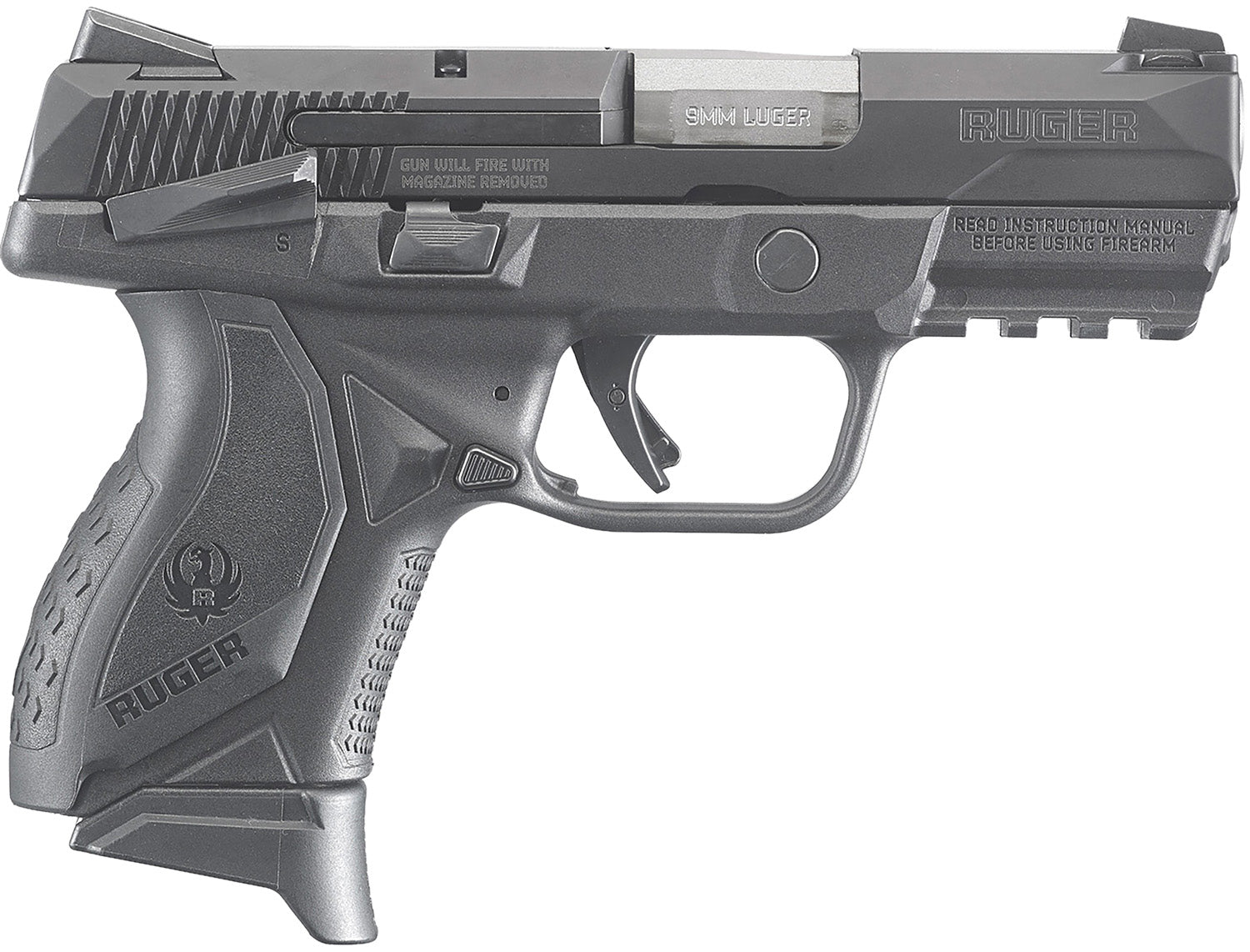 Ruger American Compact 9mm Luger 17+1 3.55" Stainless Barrel, Black Nitride Slide